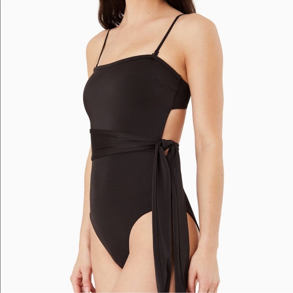 New Onia Charlotte Ribbed Tie One-piece Swimsuit Black Size XS